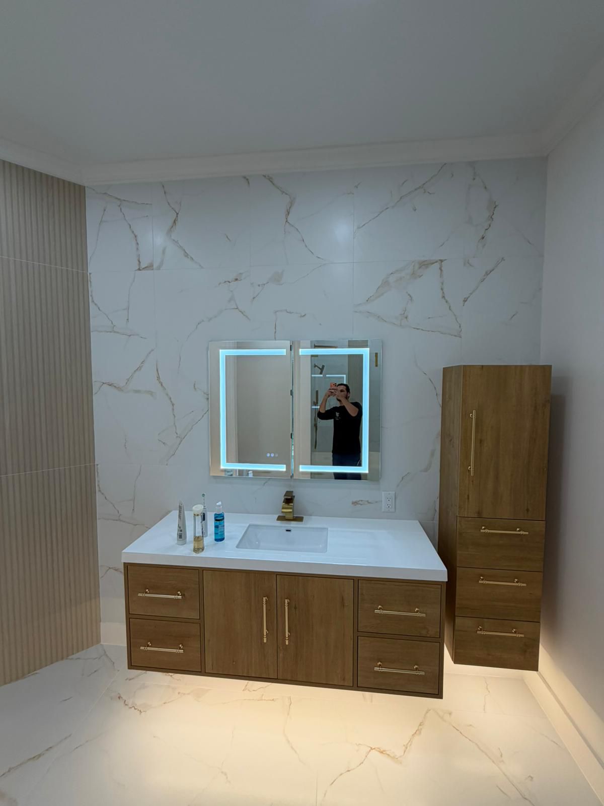 Stone tile in a luxury bathroom